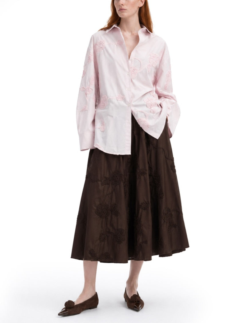 Pink Oversized Embroidered Shirt 3