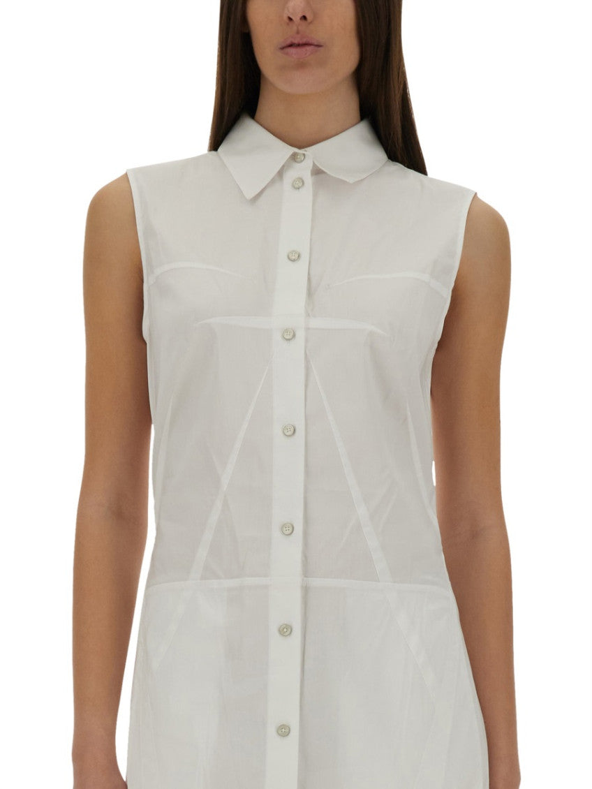 White Shirt Collar Midi Dress 2