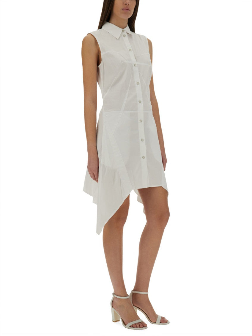 White Shirt Collar Midi Dress 4