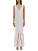 Beige V Neck Maxi Dress 1