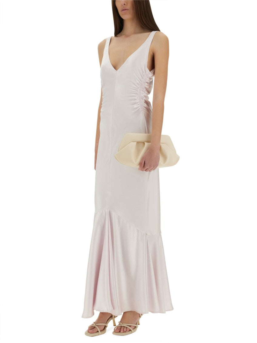 Beige V Neck Maxi Dress 2