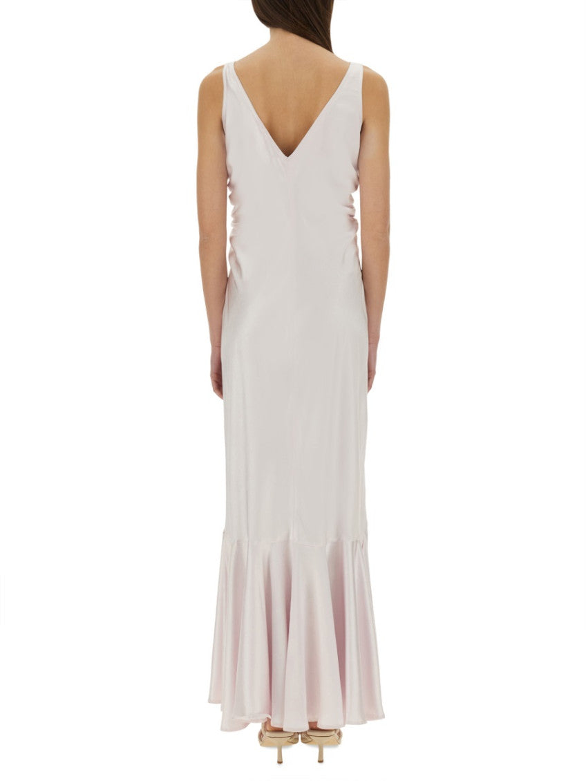 Beige V Neck Maxi Dress 3