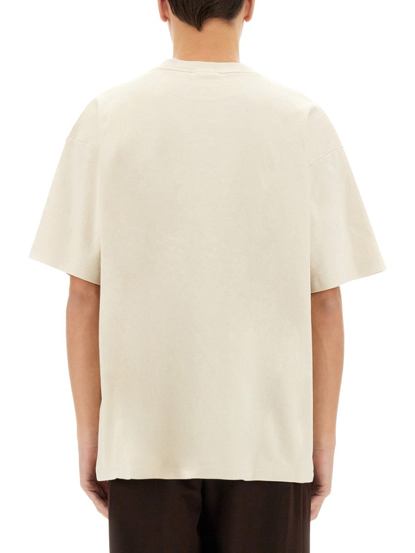Beige Graphic Crew Neck T-Shirt 3