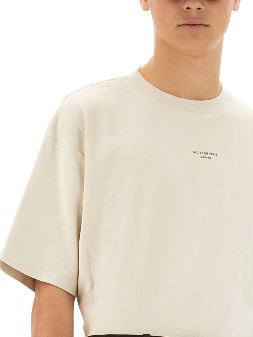 Beige Graphic Crew Neck T-Shirt 4