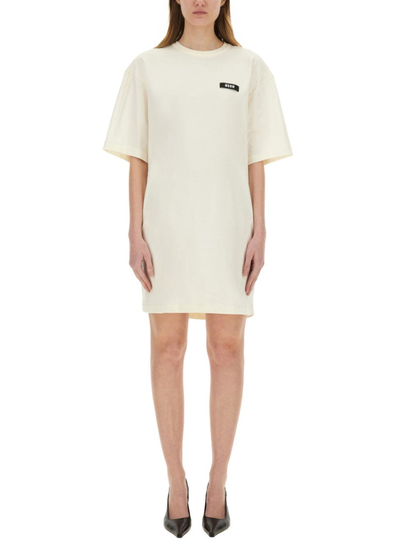 White Logo Crew Neck Mini Dress 1