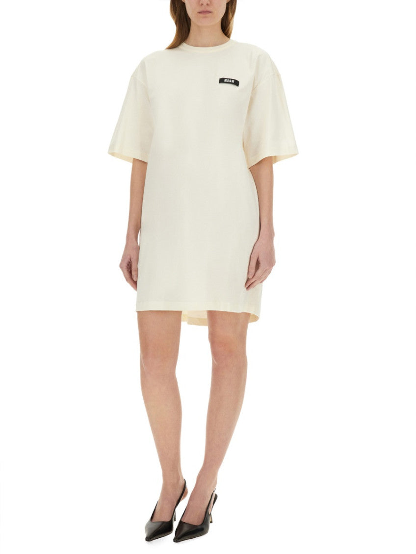 White Logo Crew Neck Mini Dress 4