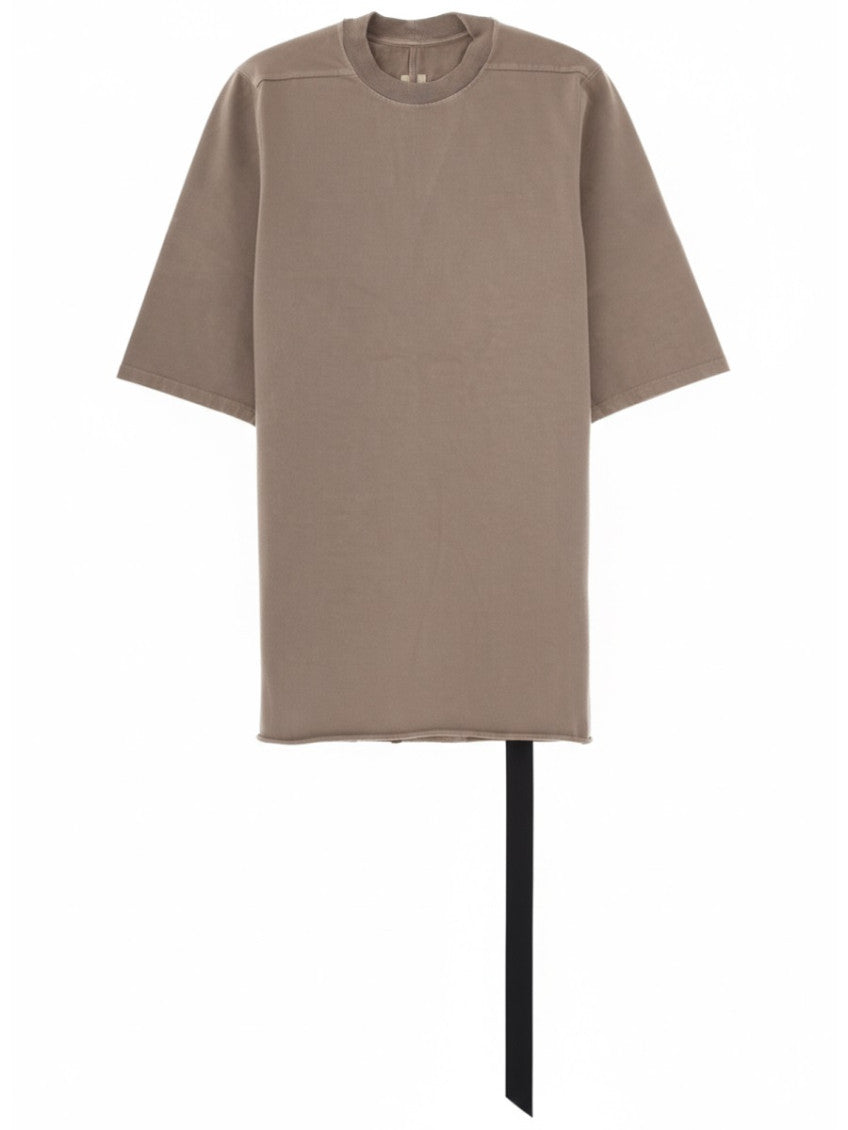 Beige Solid Crew Neck T-Shirt 1