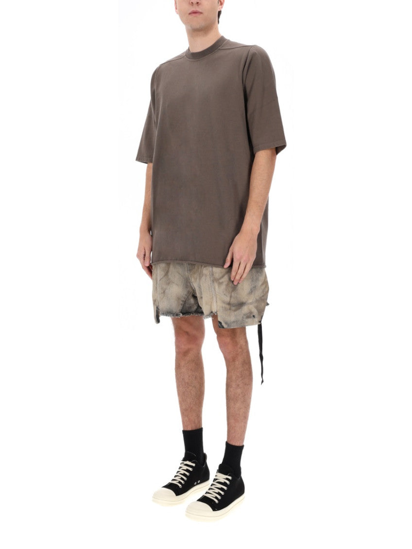 Beige Solid Crew Neck T-Shirt 2