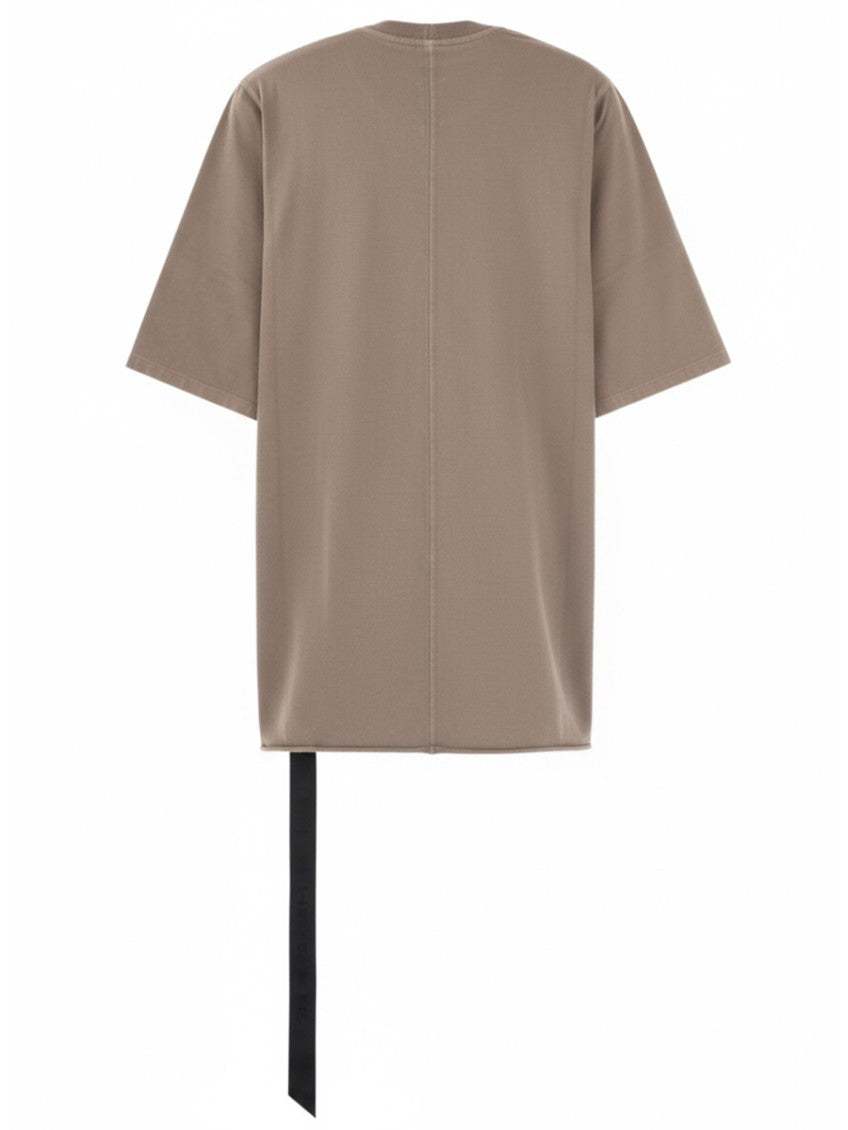 Beige Solid Crew Neck T-Shirt 3