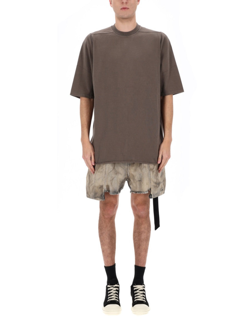 Beige Solid Crew Neck T-Shirt 4