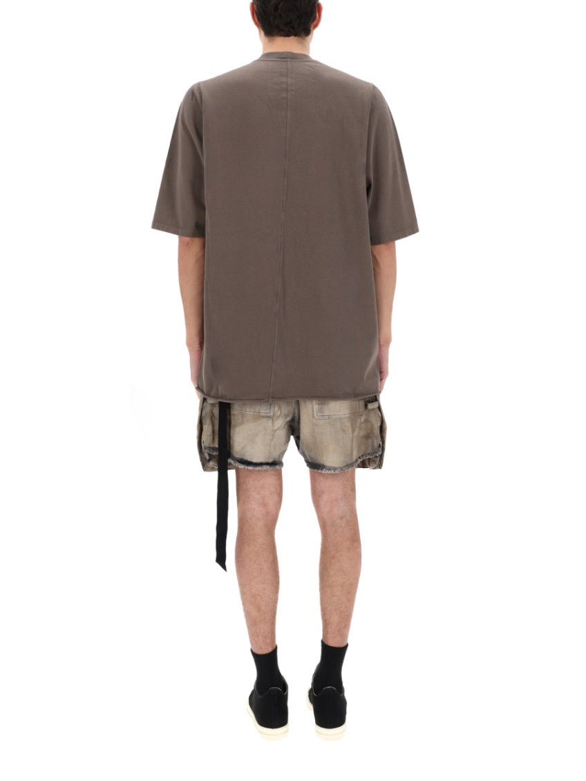 Beige Solid Crew Neck T-Shirt 5