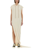 White Solid Hood Maxi Dress 1