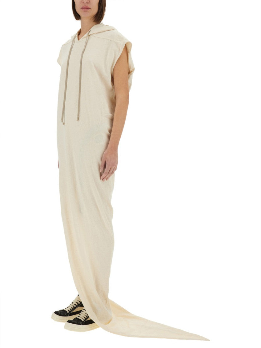 White Solid Hood Maxi Dress 2