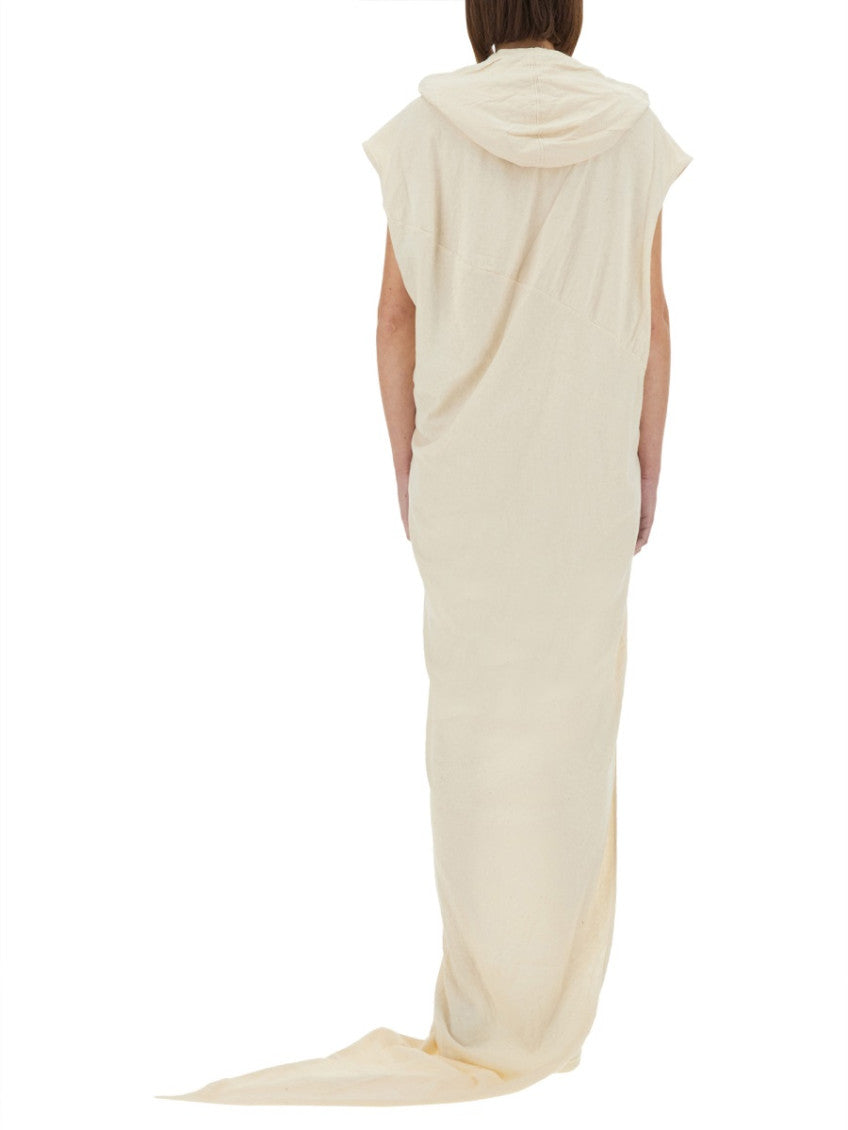 White Solid Hood Maxi Dress 3