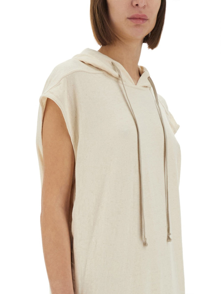 White Solid Hood Maxi Dress 4