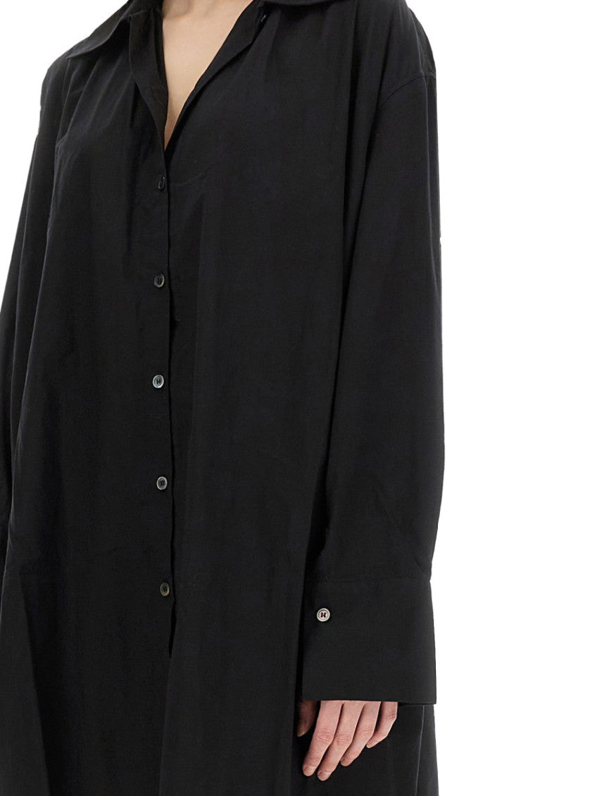 Black Shirt Collar Midi Dress 2