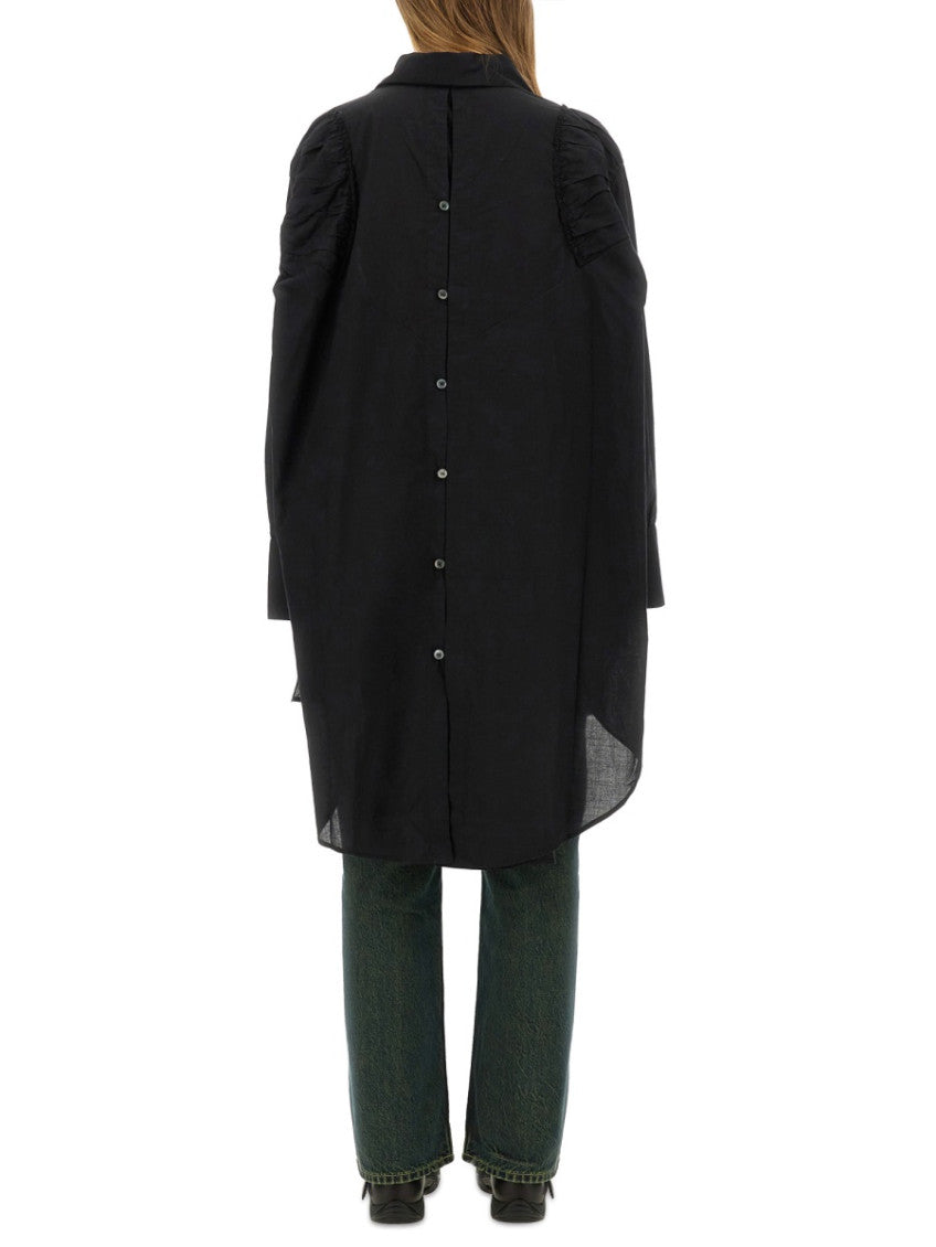 Black Shirt Collar Midi Dress 3