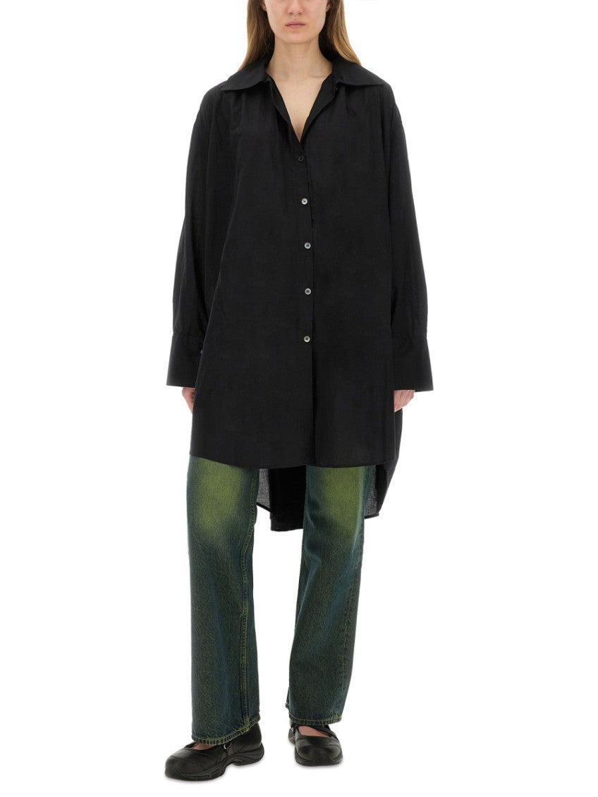 Black Shirt Collar Midi Dress 4