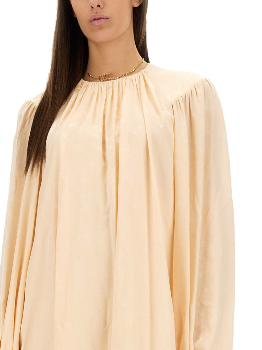 Light Brown Solid Round Neck Mini Dress 4