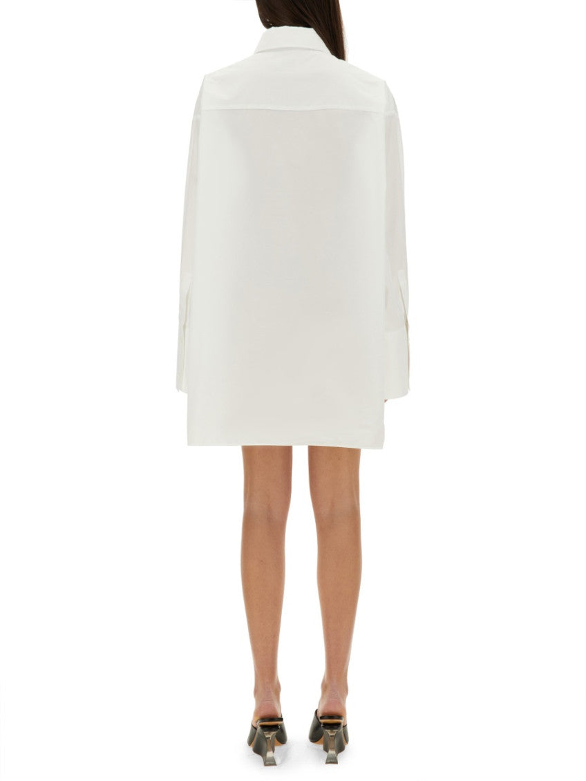White Solid Shirt Collar Mini Dress 3