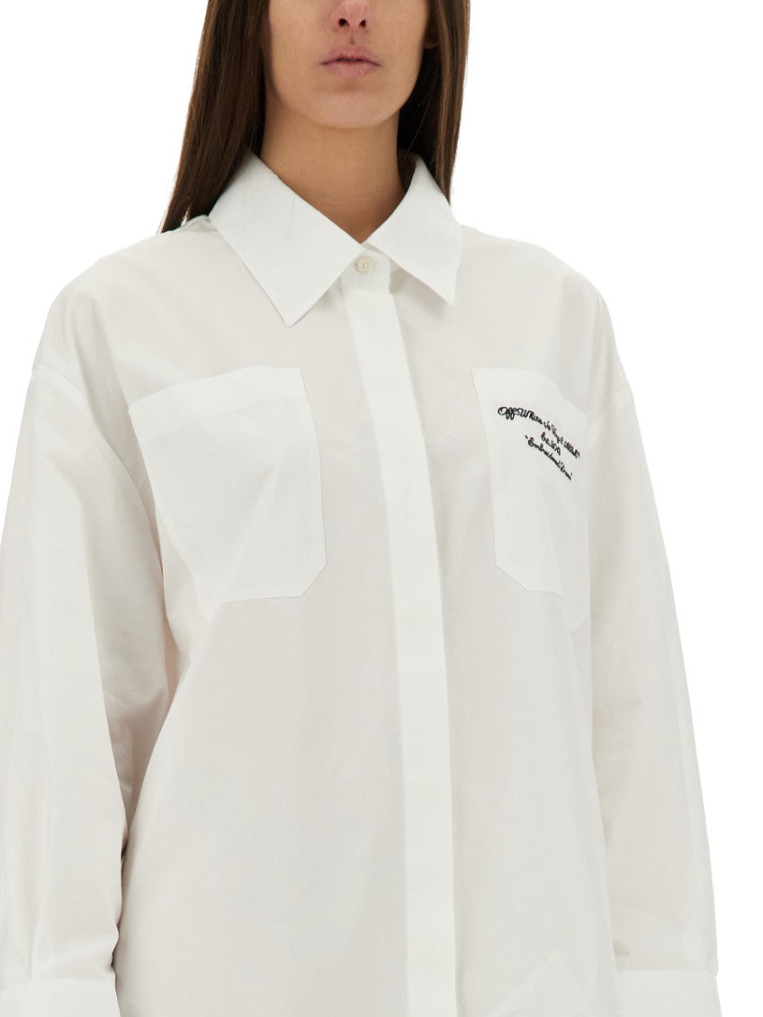 White Solid Shirt Collar Mini Dress 4