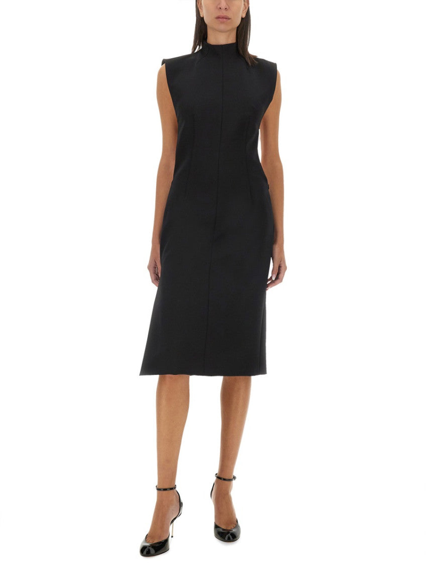 Black Mock Collar Midi Dress 2