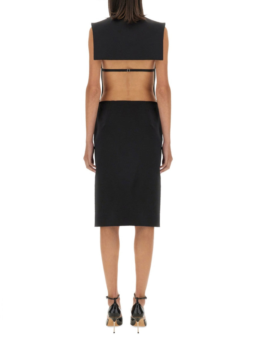 Black Mock Collar Midi Dress 3