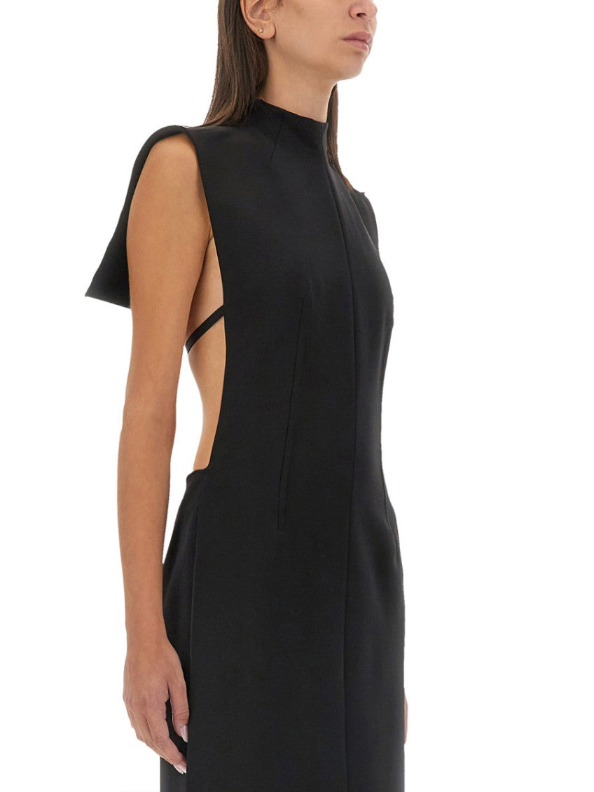 Black Mock Collar Midi Dress 4