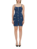 Denim Embellished Square Neck Mini Dress 1