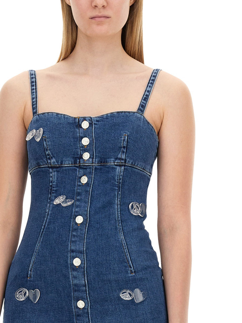 Denim Embellished Square Neck Mini Dress 3