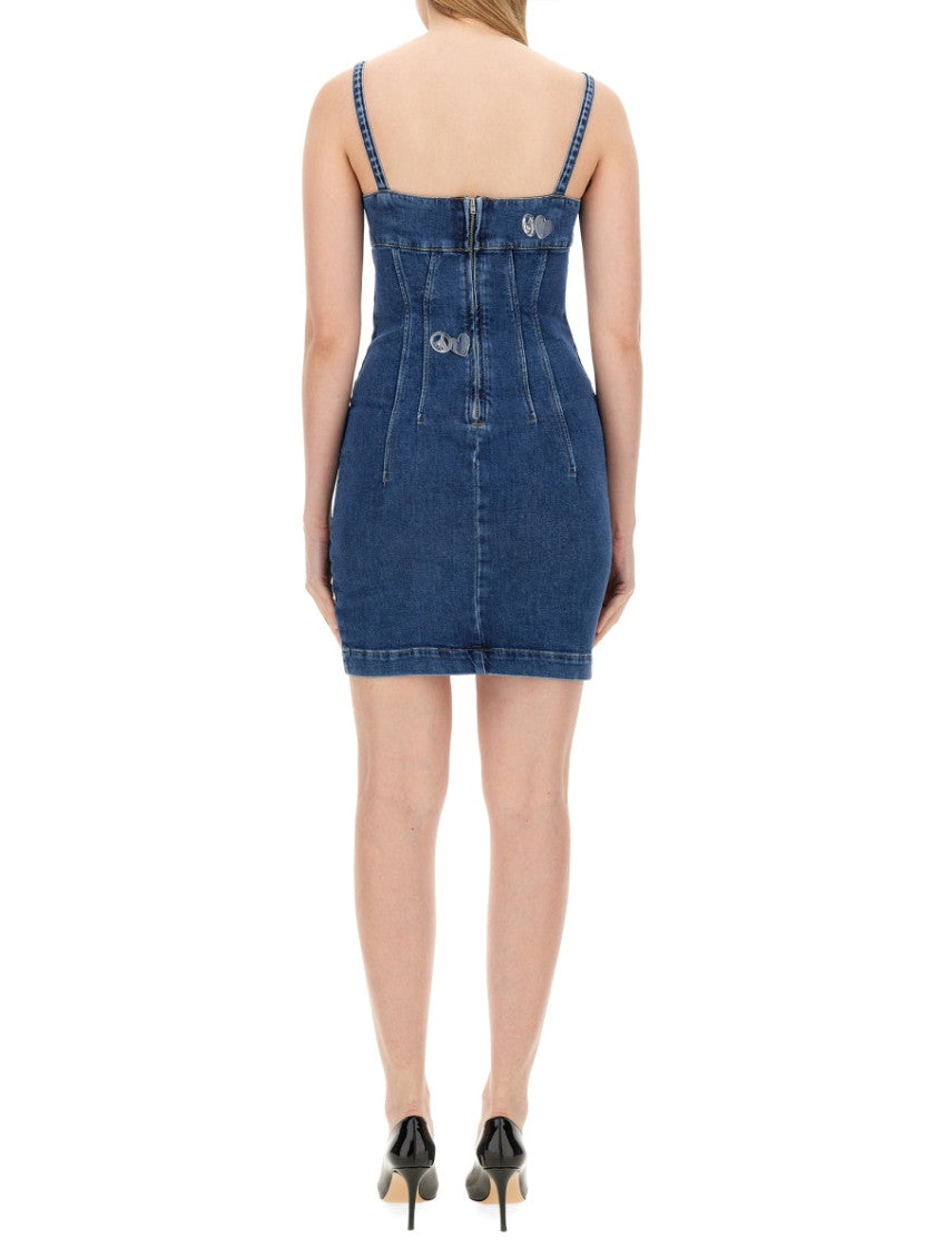 Denim Embellished Square Neck Mini Dress 4