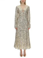 Blue Embellished V Neck Maxi Dress 1