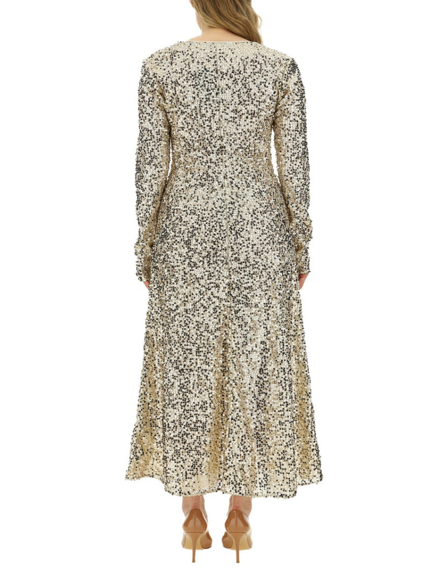 Blue Embellished V Neck Maxi Dress 3