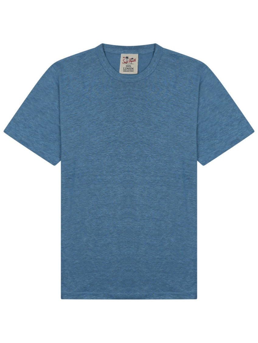 Blue Solid Crew Neck T-Shirt 1