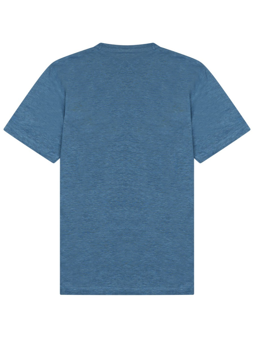 Blue Solid Crew Neck T-Shirt 2