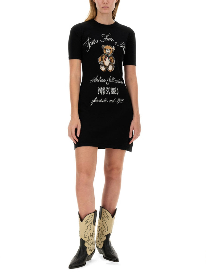 Black Graphic Crew Neck Mini Dress 2