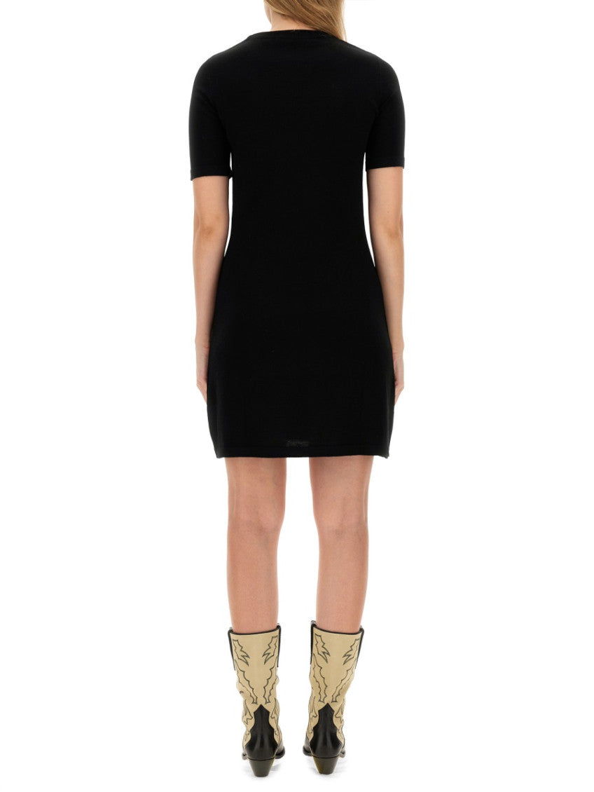 Black Graphic Crew Neck Mini Dress 3