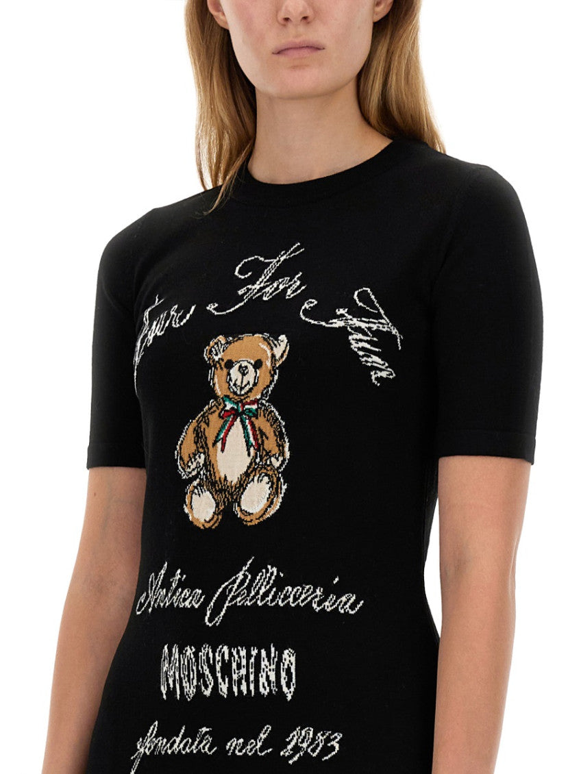 Black Graphic Crew Neck Mini Dress 4