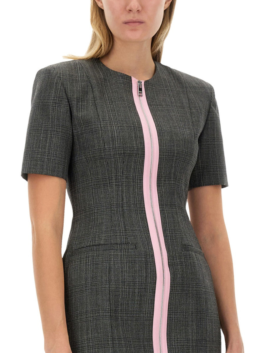 Grey Checks Round Neck Mini Dress 4