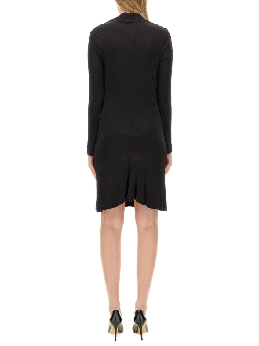 Black Solid V Neck Dress 4