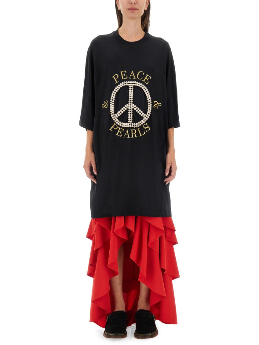 Black Graphic Round Neck Maxi Dress 1