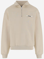 Beige Logo Polo Collar Sweatshirt 1