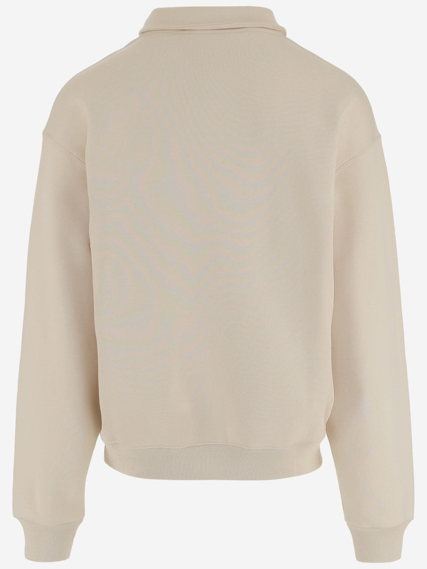 Beige Logo Polo Collar Sweatshirt 2