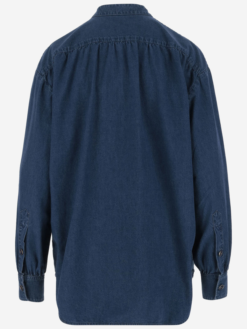 Dark Blue Cotton Denim Shirt 2