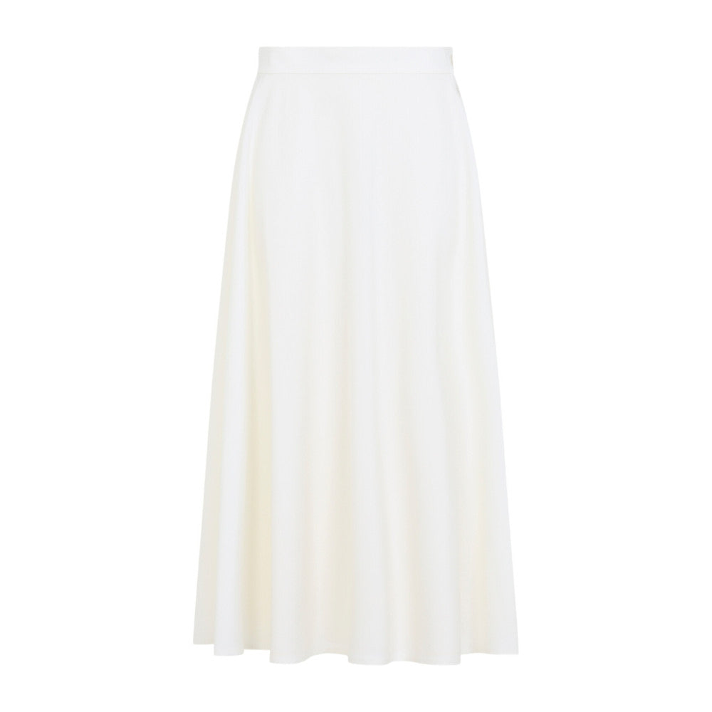 Cream Solid Midi Skirt 2