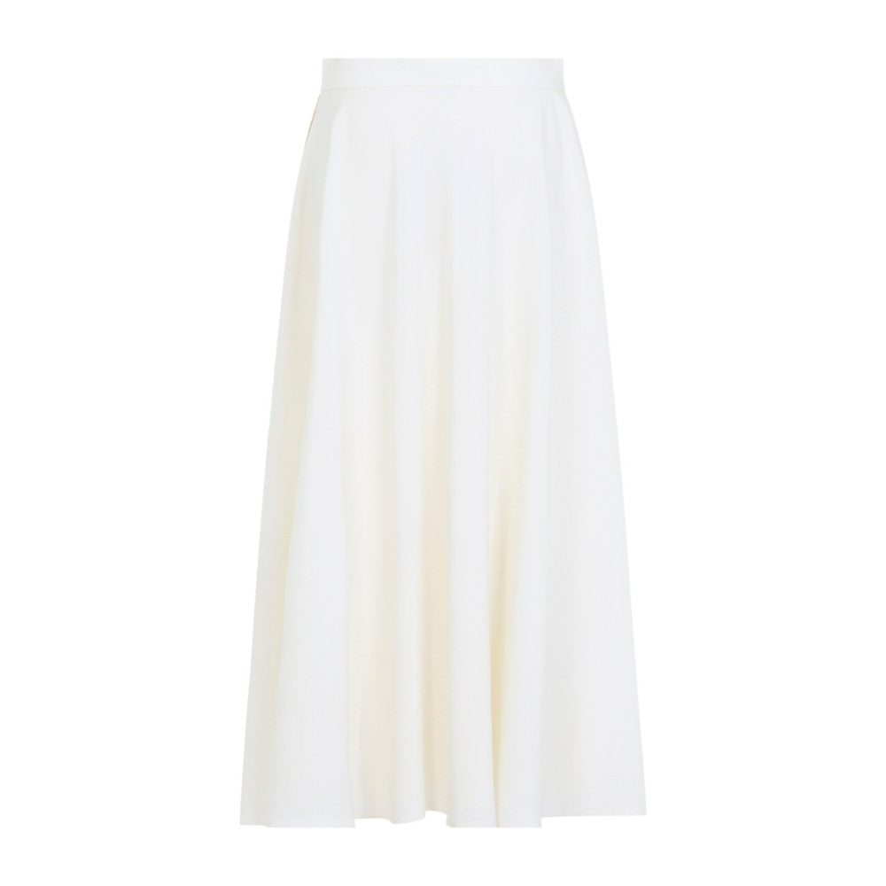 Cream Solid Midi Skirt 4
