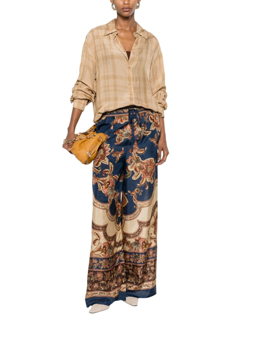 Blue Printed Silk Trouser 5