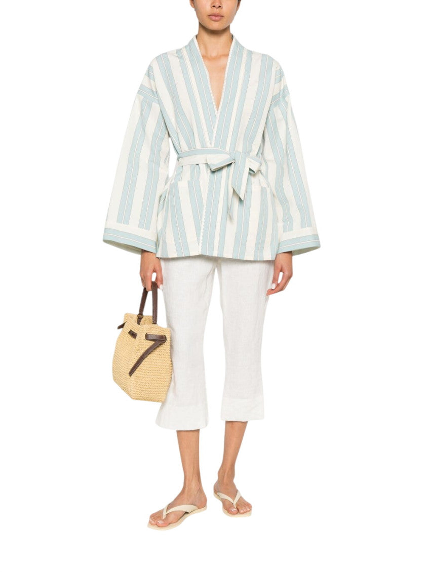Blue Stripes V Neck Jacket 3