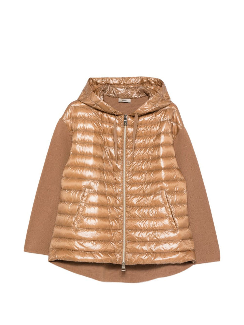 Brown Quilted Hood Jacket 1