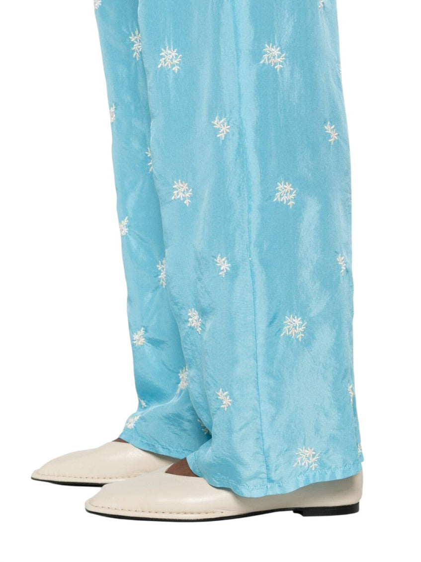 Blue Embroidered Silk Trouser 2